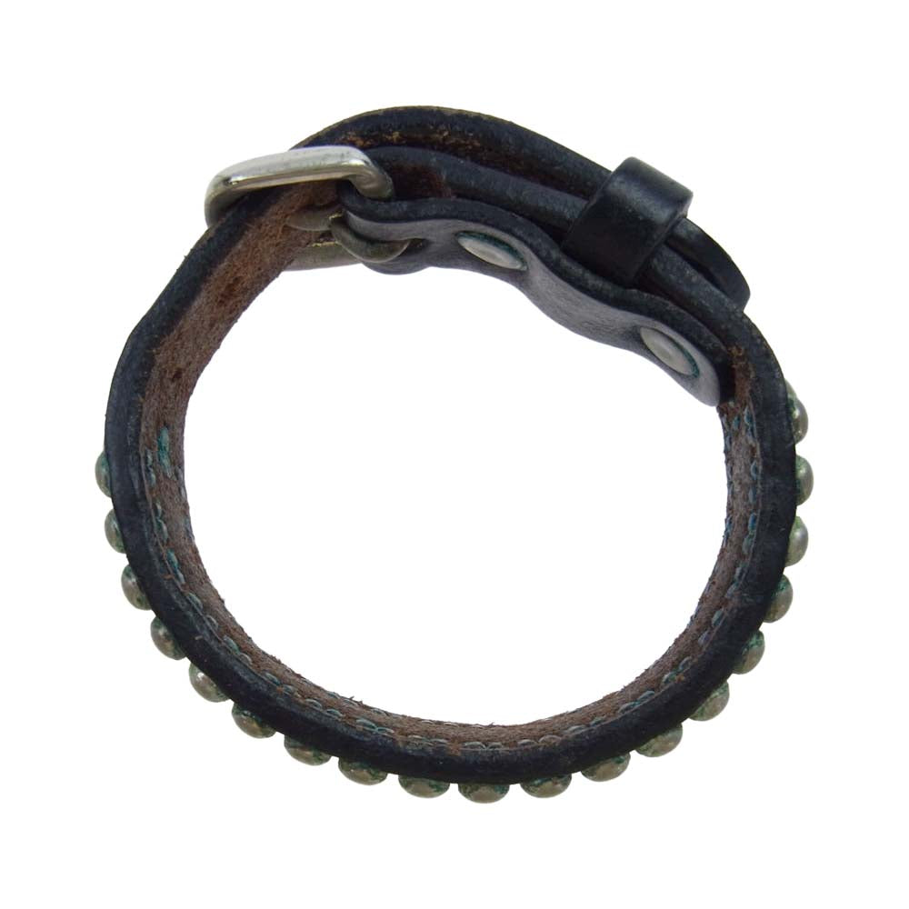 WOLF'S HEAD ウルフズヘッド 15mm スタッズ レザー ブレスレット ブラック  ブラック系【中古】