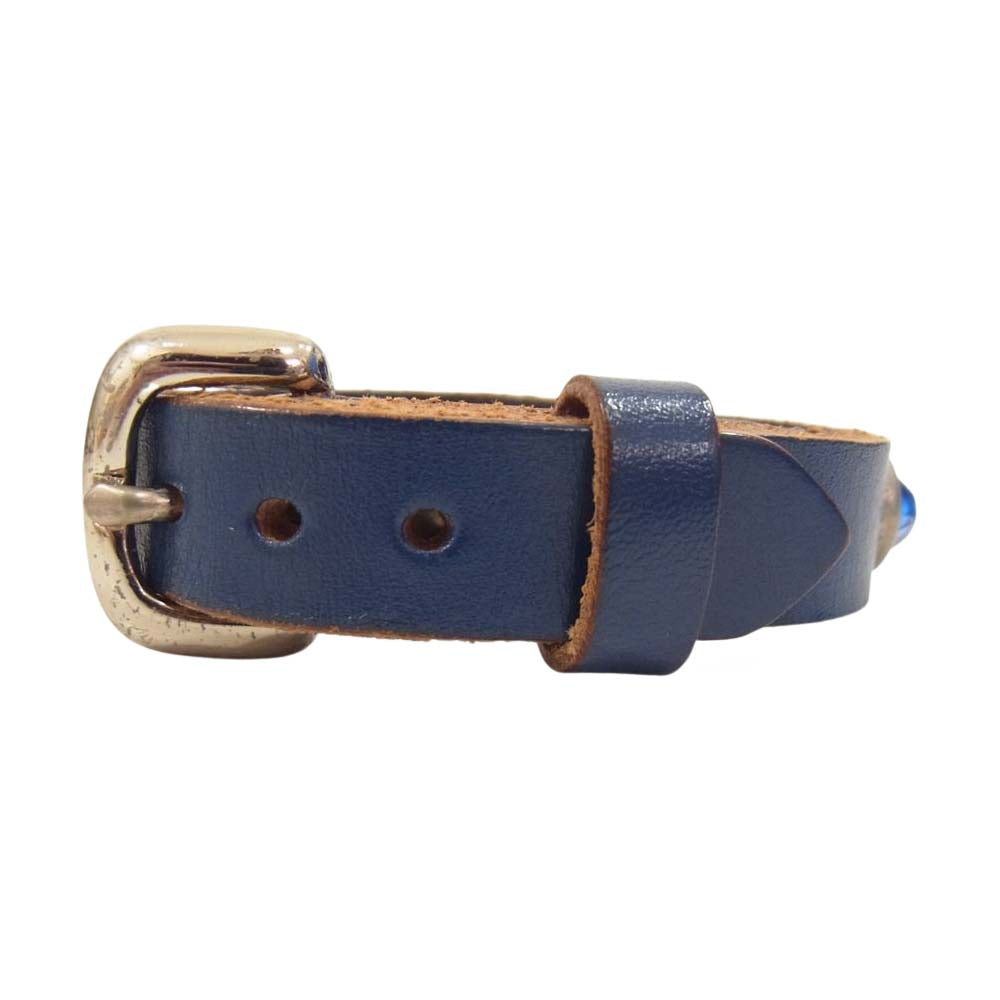 WOLF'S HEAD ウルフズヘッド 15mm スタッズ レザー ブレスレット ブルー ブラック ブルー系【中古】
