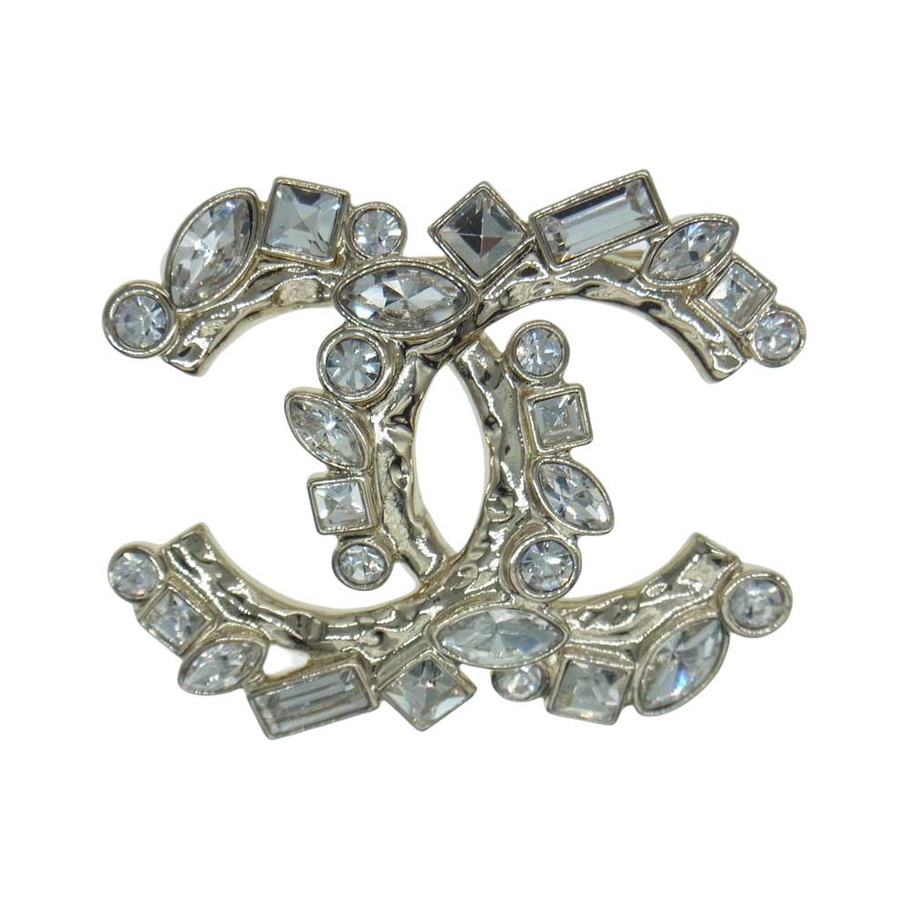 CHANEL シャネル B23P  ココマーク ラインストーン ブローチ ゴールド系【中古】