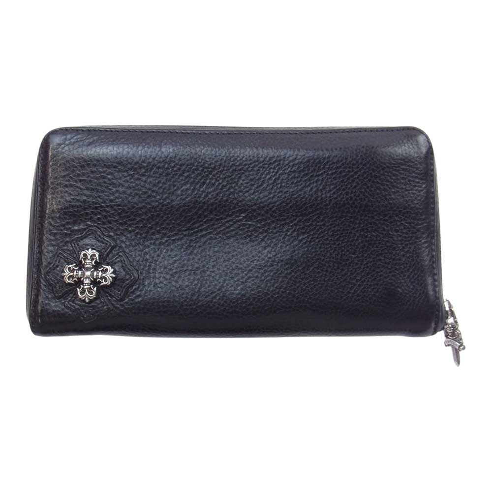 CHROME HEARTS クロムハーツ（原本有） REC F ZIP #2 FLG フィリグリープラス レザー ラウンドジップ ロング ウォレット 長財布 ブラック系【中古】