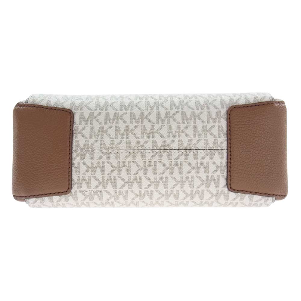 Michael Kors マイケルコース 35F2GM9S1B2605 MERCER MKシグネチャー トップジップ ベルテッド サッチェル スモール 2Way ハンド ショルダー バッグ ブラウン系 ホワイト系【新古品】【未使用】【中古】