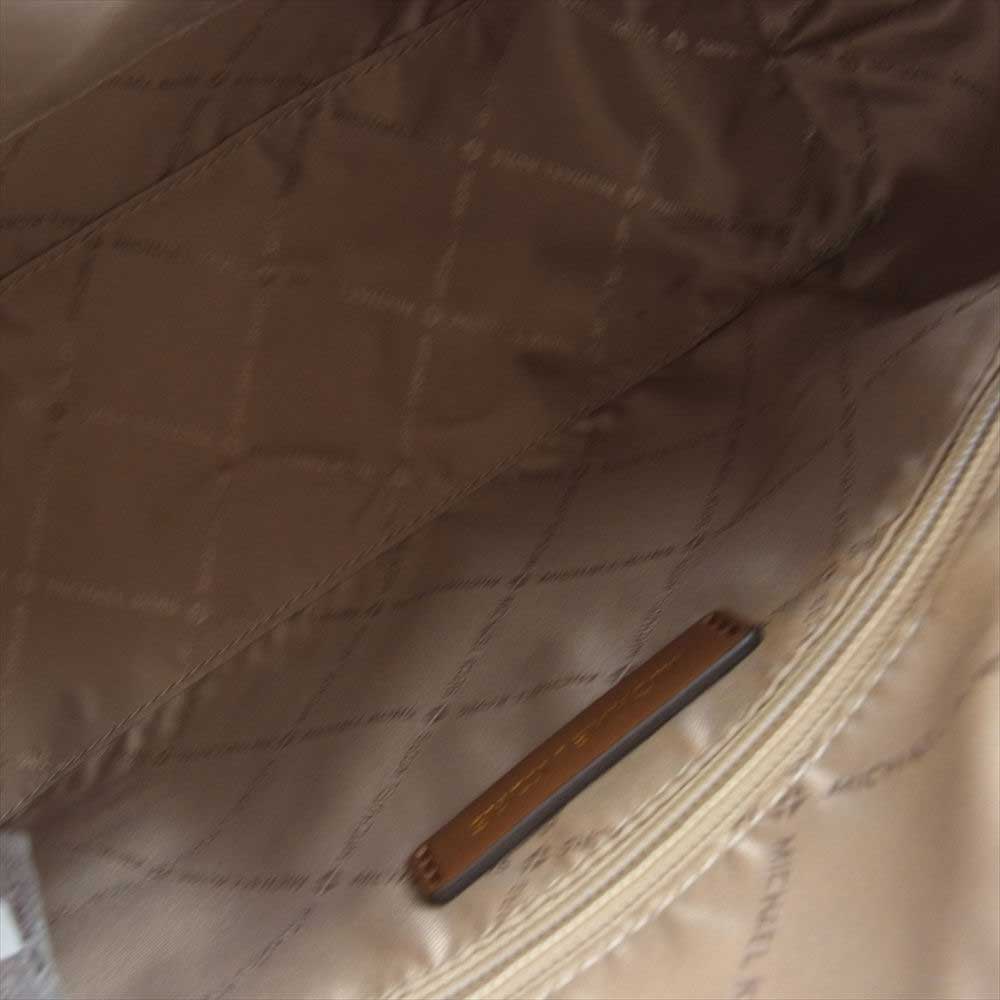 Michael Kors マイケルコース 35F2GM9S1B2605 MERCER MKシグネチャー トップジップ ベルテッド サッチェル スモール 2Way ハンド ショルダー バッグ ブラウン系 ホワイト系【新古品】【未使用】【中古】