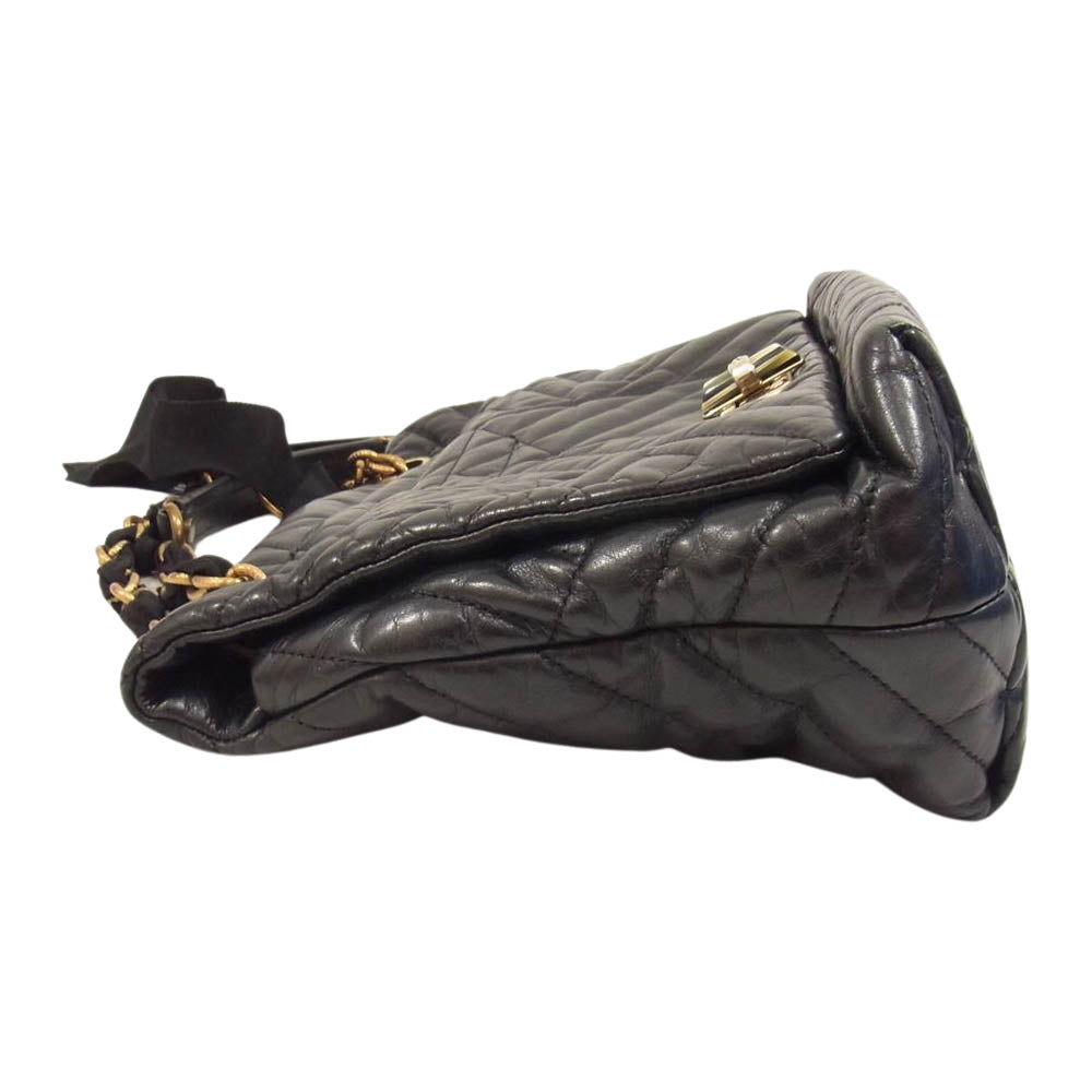 LANVIN ランバン イタリア製 キルティング レザー 2Way ハンド チェーン ショルダー バッグ ブラック系【中古】