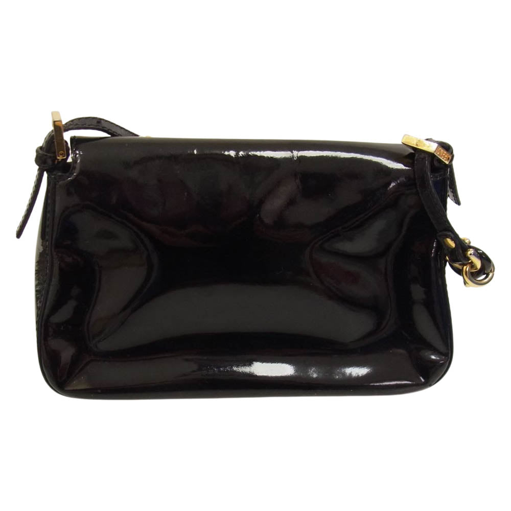 FENDI フェンディ パテント エナメル レザー ハンド バッグ ブラック系【中古】