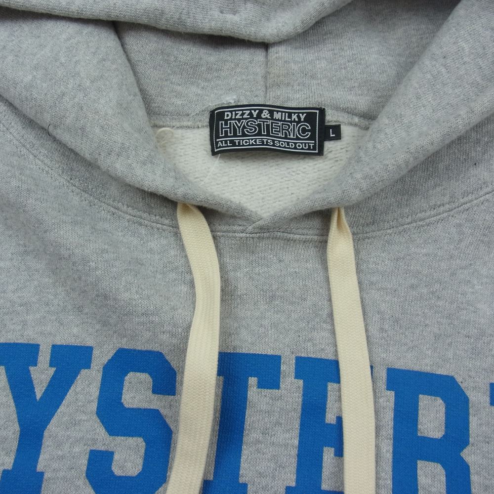 HYSTERIC GLAMOUR ヒステリックグラマー 02223CF03 HYS TIMES COLLEGE ガール カレッジロゴ プリント パーカー グレー系 L【中古】