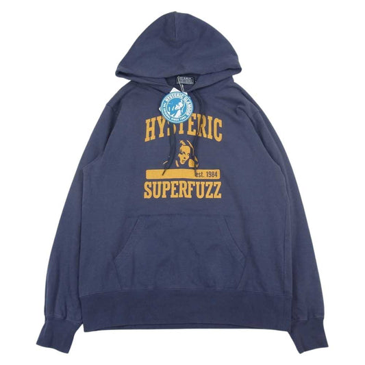 HYSTERIC GLAMOUR ヒステリックグラマー 02231CF03 SUPERFUZZ 1984 スーパーファズ ガール プリント パーカー ネイビー系 L【中古】