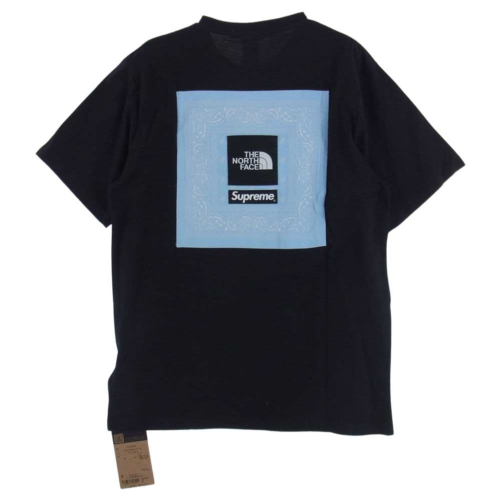 Supreme シュプリーム 22SS NT02209I × THE NORTH FACE ノースフェイス Bandana S/S Tee バンダナ プリント 半袖 Tシャツ ブラック系 M【新古品】【未使用】【中古】