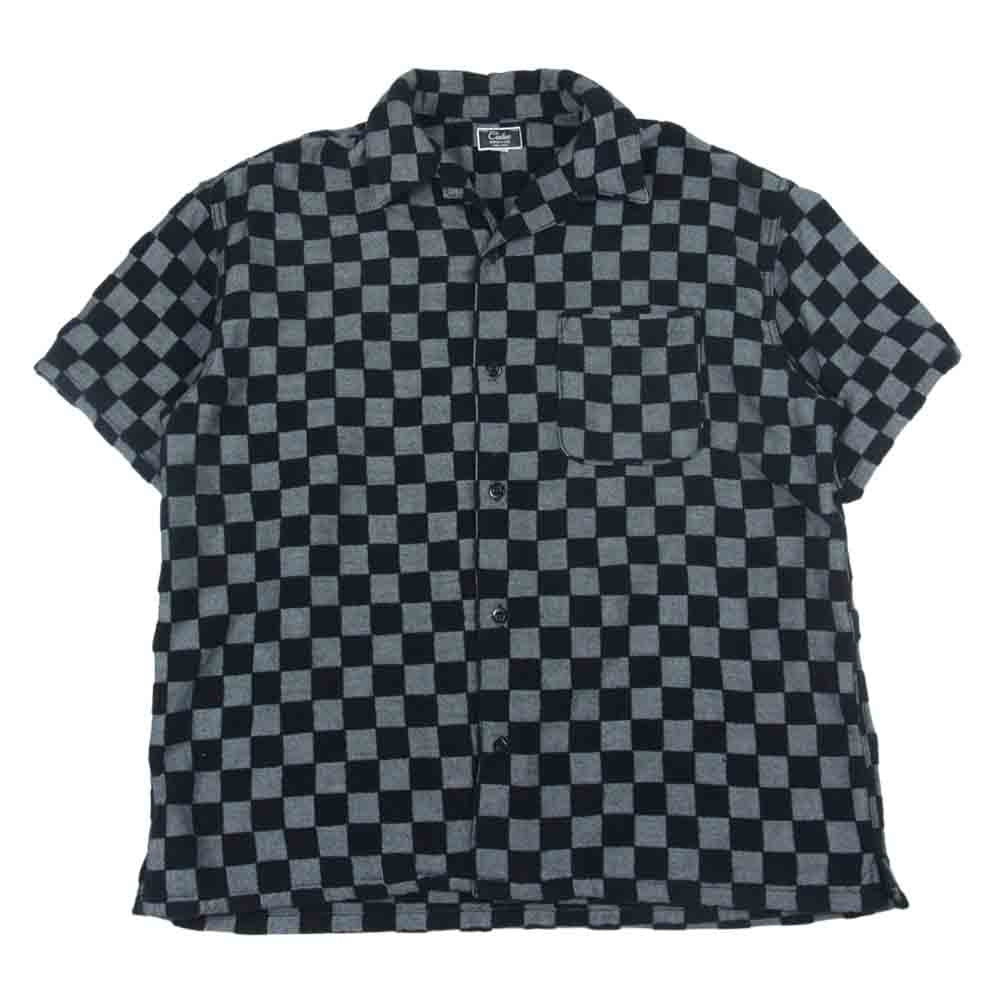 CALEE キャリー JACQUARD PILE CHECKER SHIRT ジャガード パイル チェッカー 半袖 シャツ ブラック系 L【中古】