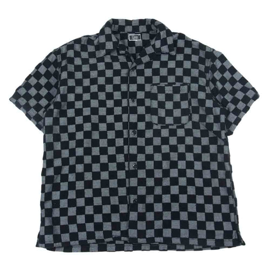 CALEE キャリー JACQUARD PILE CHECKER SHIRT ジャガード パイル チェッカー 半袖 シャツ ブラック系 L【中古】