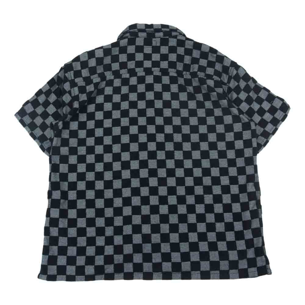 CALEE キャリー JACQUARD PILE CHECKER SHIRT ジャガード パイル チェッカー 半袖 シャツ ブラック系 L【中古】