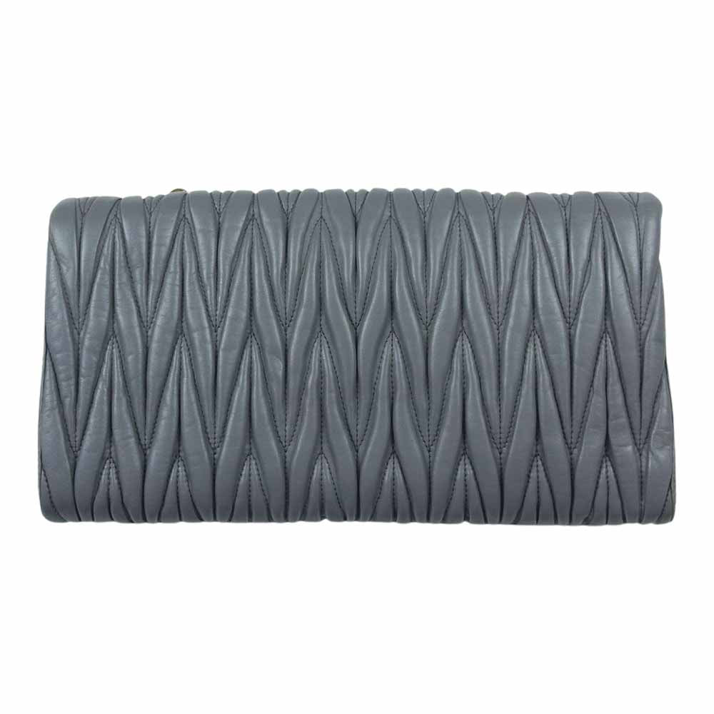 MIUMIU ミュウミュウ RP0345 ギャランティ付 MATELASSE マテラッセ チェーン 2Way クラッチ ショルダー バッグ グレー系【中古】