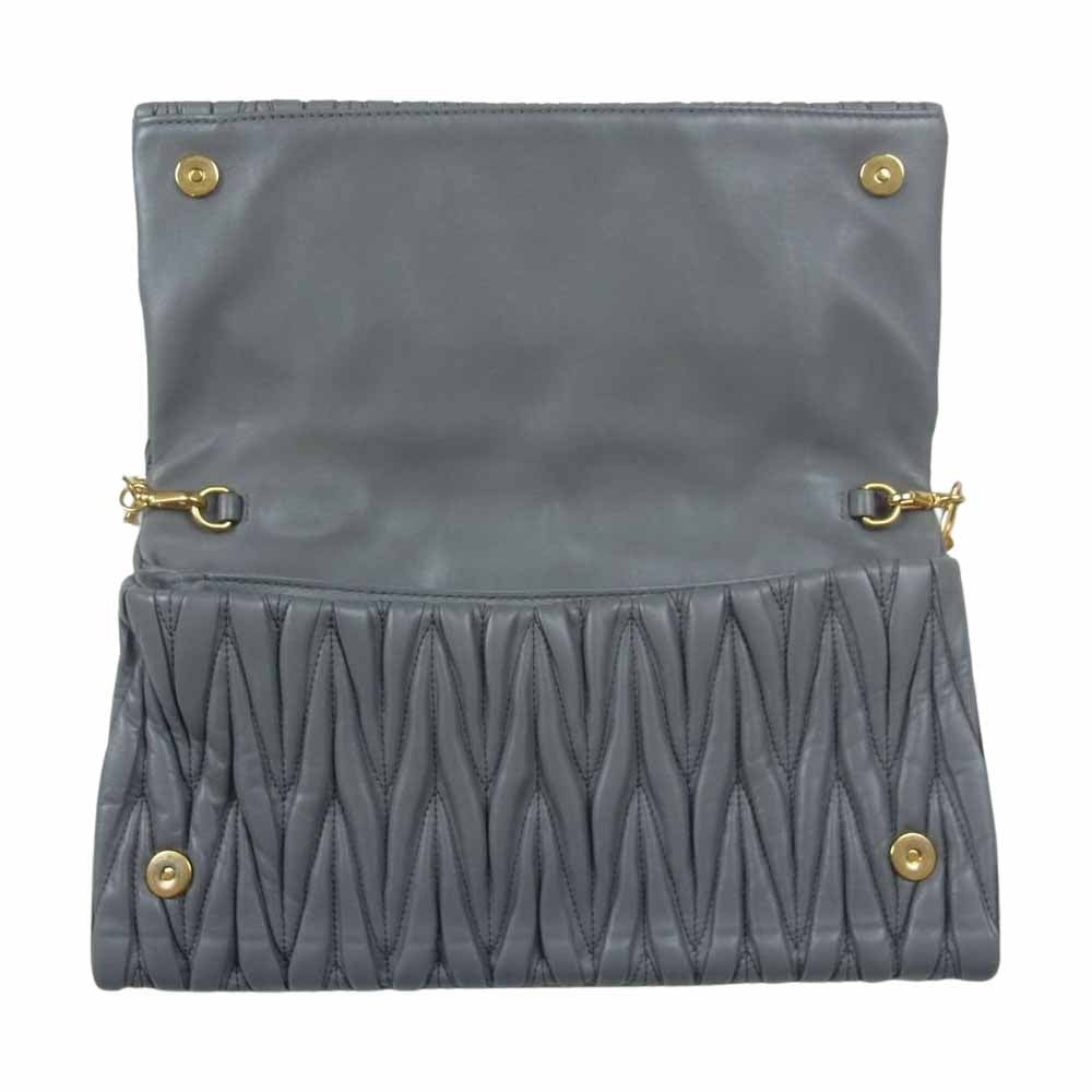 MIUMIU ミュウミュウ RP0345 ギャランティ付 MATELASSE マテラッセ チェーン 2Way クラッチ ショルダー バッグ グレー系【中古】