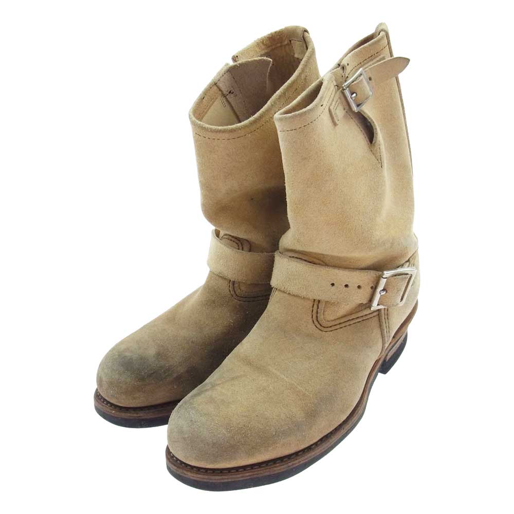 RED WING レッドウィング 8268 羽タグ ENGINEER BOOTS スエード エンジニア ブーツ ベージュ系 US8【中古】