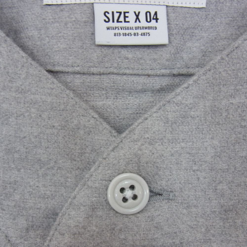 WTAPS ダブルタップス 22SS 221TQDT-SHM06 LEAGUE SS COTTON FLANNEL リーグ ベースボール プルオーバー シャツ グレー系 04【美品】【中古】