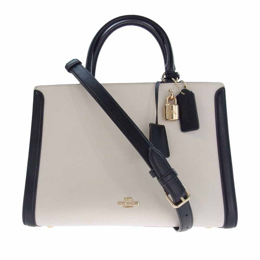 COACH コーチ F73518 2WAY ショルダーバック ベージュ系 オフホワイト系【中古】