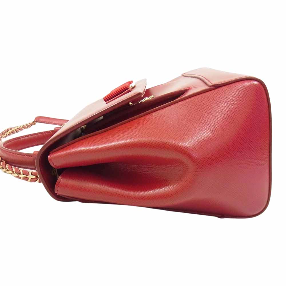 Salvatore Ferragamo サルヴァトーレフェラガモ 21-F570 CARRIE キャリー　トップハンドル 2WAY チェーン ショルダー ハンド バック レッド系【中古】