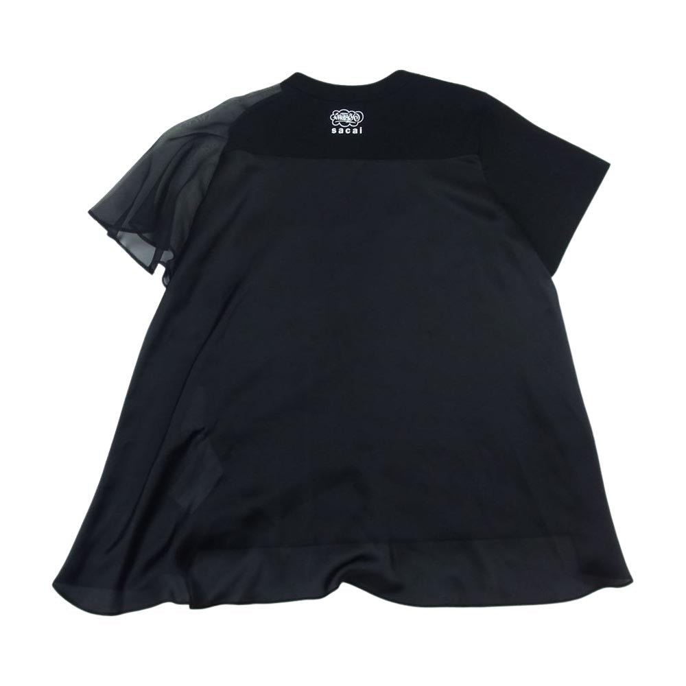 Sacai サカイ 21SS 21-05836 Eric Haze T-shirt エリックヘイズ ONE KIND WORD 異素材切替 プリント 半袖 Tシャツ ブラック系 2【美品】【中古】