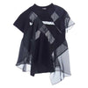 Sacai サカイ 21SS 21-05452 HWT JERSEY CHIFFON ASYM PULLOVER ジャージーシフォン アシメ プルオーバー 異素材切替 Tシャツ ブラック系 3【美品】【中古】