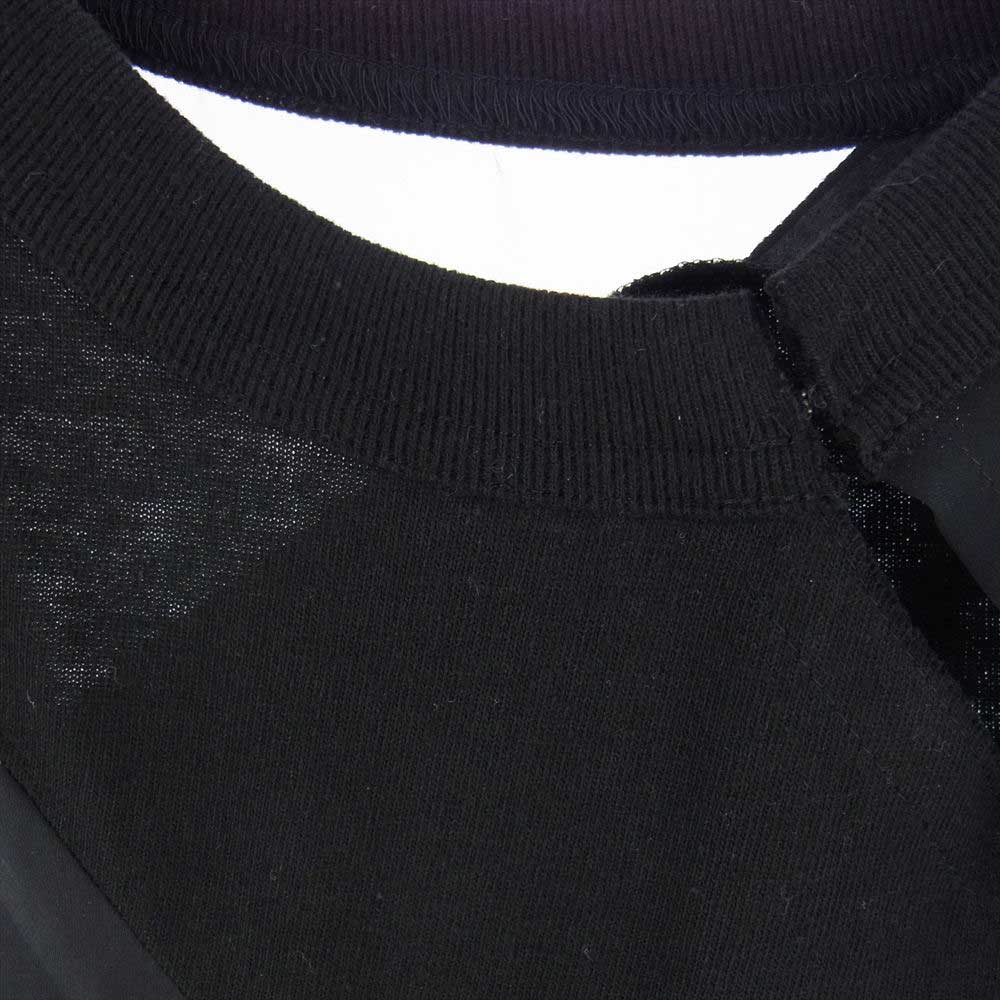 Sacai サカイ 21SS 21-05452 HWT JERSEY CHIFFON ASYM PULLOVER ジャージーシフォン アシメ プルオーバー 異素材切替 Tシャツ ブラック系 3【美品】【中古】