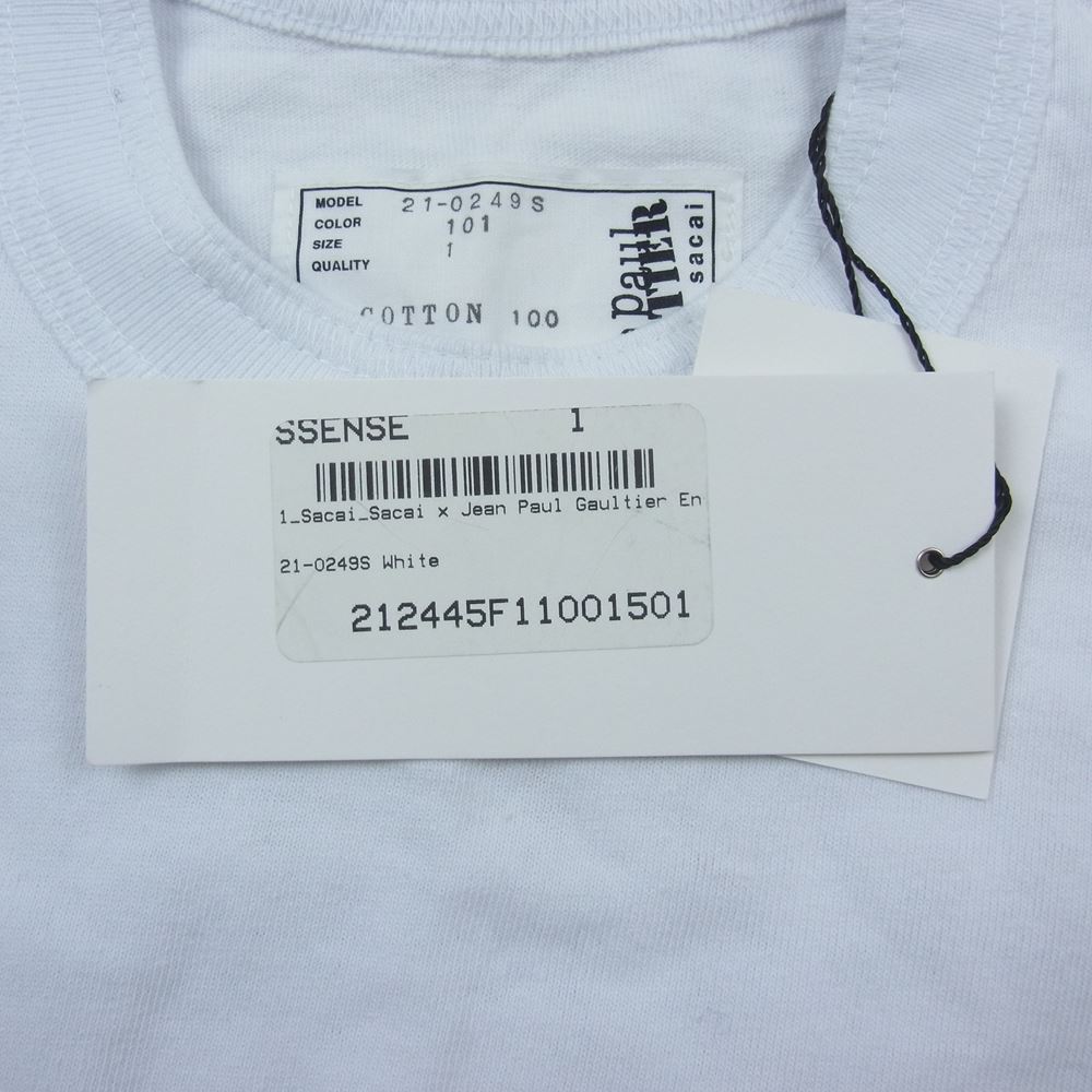 Sacai サカイ 21SS 21-0249S Jean Paul Gaultier ジャンポールゴルチエ Enfants Terribles Print T-Shirt プリント 半袖 Tシャツ ホワイト系 1【美品】【中古】