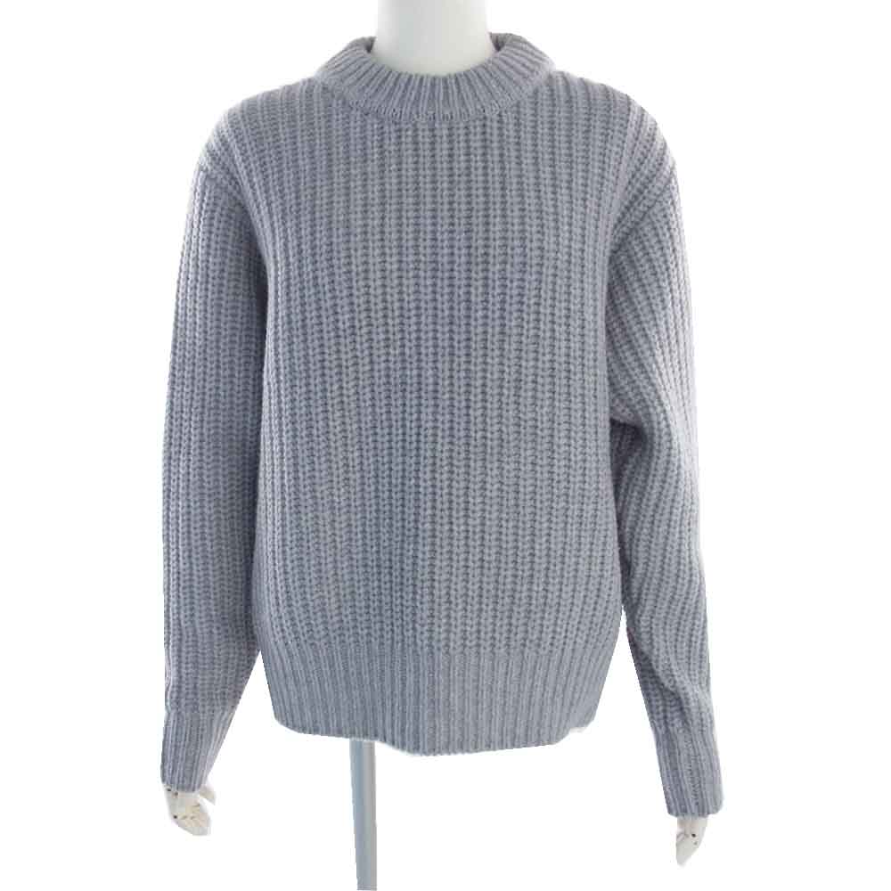 HYKE ハイク 222-11286 013 RIBBED SWEATER 背空き リブ ニット セーター グレー系 S【美品】【中古】