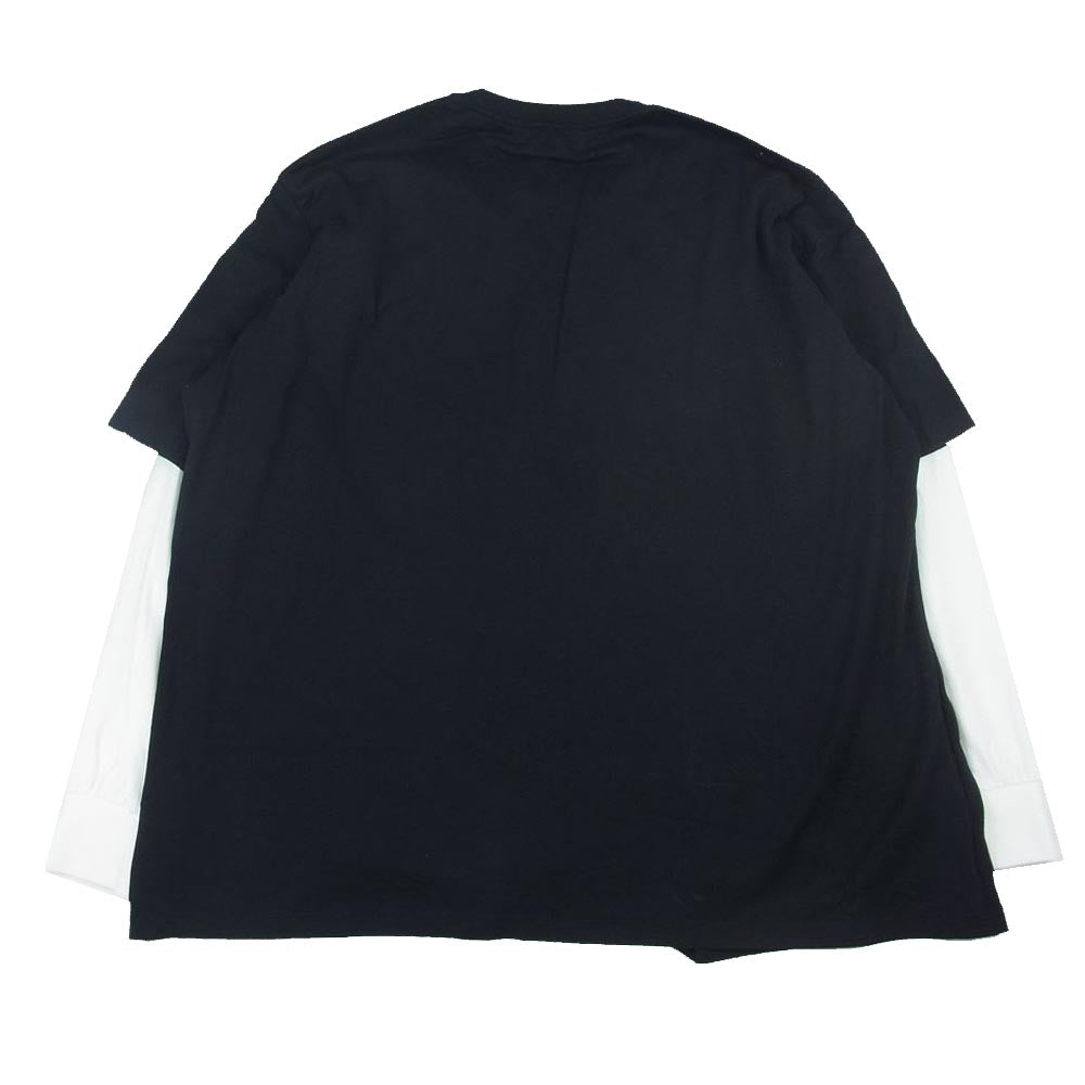 MARTIN MARGIELA マルタンマルジェラ 22SS S52GC0223 MM6 エムエムシックス LONG SLEEVE TEE ダブルロゴプリント レイヤー 長袖 Tシャツ ブラック系 M【美品】【中古】