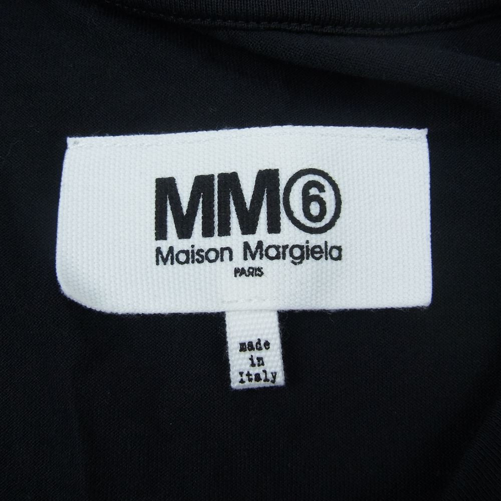 MARTIN MARGIELA マルタンマルジェラ 22SS S52GC0223 MM6 エムエムシックス LONG SLEEVE TEE ダブルロゴプリント レイヤー 長袖 Tシャツ ブラック系 M【美品】【中古】