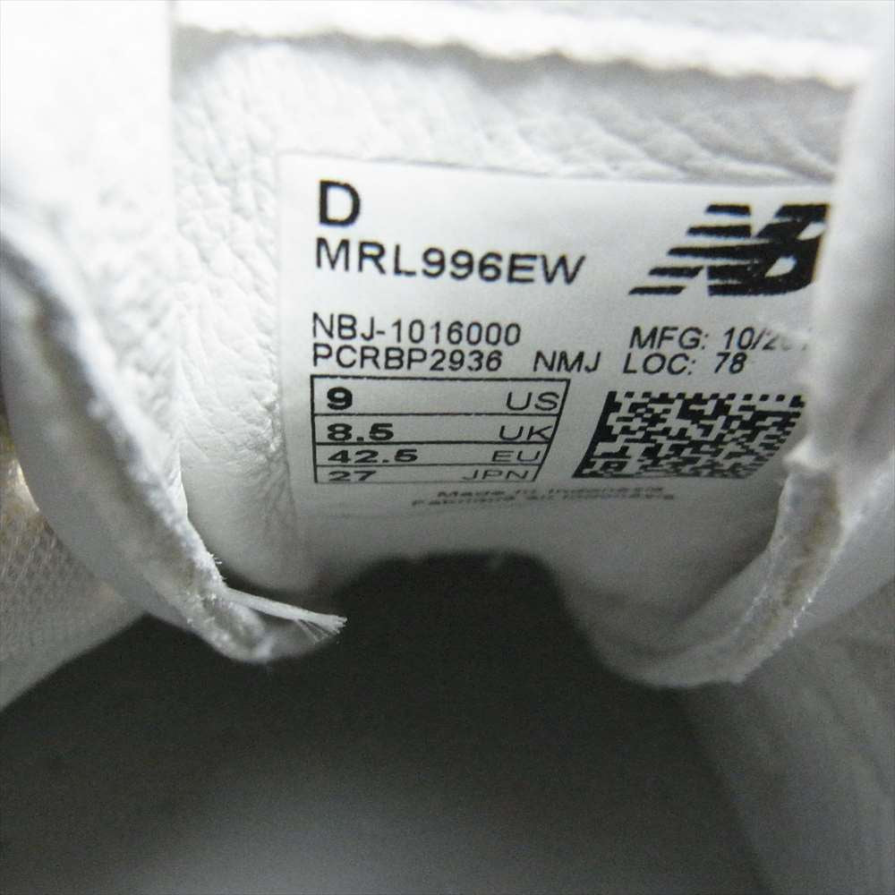 NEW BALANCE ニューバランス MRL996EW 996 レザー スニーカー ホワイト系 27cm【中古】