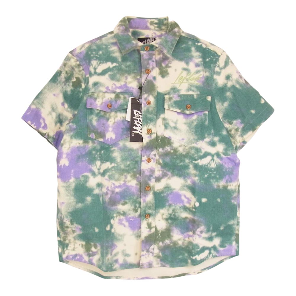 レフラー LF-SSH2021 タイダイ ロゴ刺繍 オープンカラー 半袖 シャツ パープル系 M【新古品】【未使用】【中古】