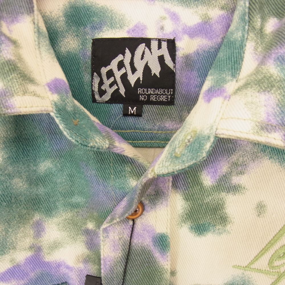 レフラー LF-SSH2021 タイダイ ロゴ刺繍 オープンカラー 半袖 シャツ パープル系 M【新古品】【未使用】【中古】