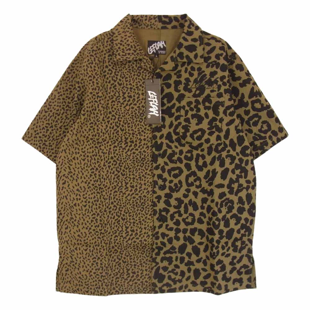レフラー LP-SSH2028 レオパード 切替 ロゴ刺繍 オープンカラー 半袖 シャツ カーキ系 L【新古品】【未使用】【中古】
