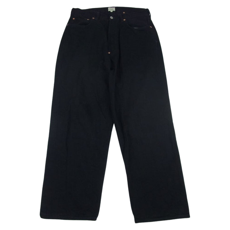 ゴールド WS0129 RECYCLED WASTE SUVIN COTTON YARN 11oz. DENIM 5POCKET PANTS スビンコットンヤーン 11オンス ワイド デニムパンツ ブラック系 M【中古】