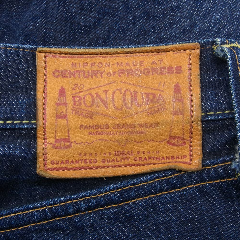 BONCOURA ボンクラ SHRINK TO FIT 5ポケット ボタンフライ シュリンク フィット デニムパンツ ジーンズ インディゴブルー系 31【中古】
