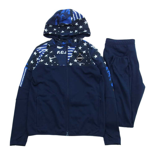 F.C.R.B. エフシーアールビー 16SS × NIKE ナイキ Dri-Fit Knit Fleece Hoody & Sweat Pants フーディ フリース ジャケット スウェット パンツ セットアップ ネイビー系 M【中古】