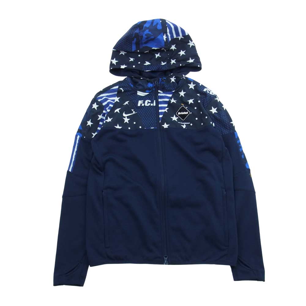 F.C.R.B. エフシーアールビー 16SS × NIKE ナイキ Dri-Fit Knit Fleece Hoody & Sweat Pants フーディ フリース ジャケット スウェット パンツ セットアップ ネイビー系 M【中古】