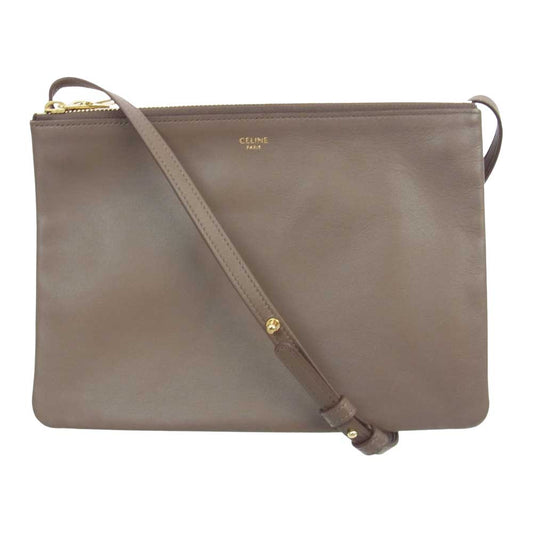 CELINE セリーヌ LARGE TRIO ラージ トリオ 3連 ショルダーバッグ ブラウン系【中古】