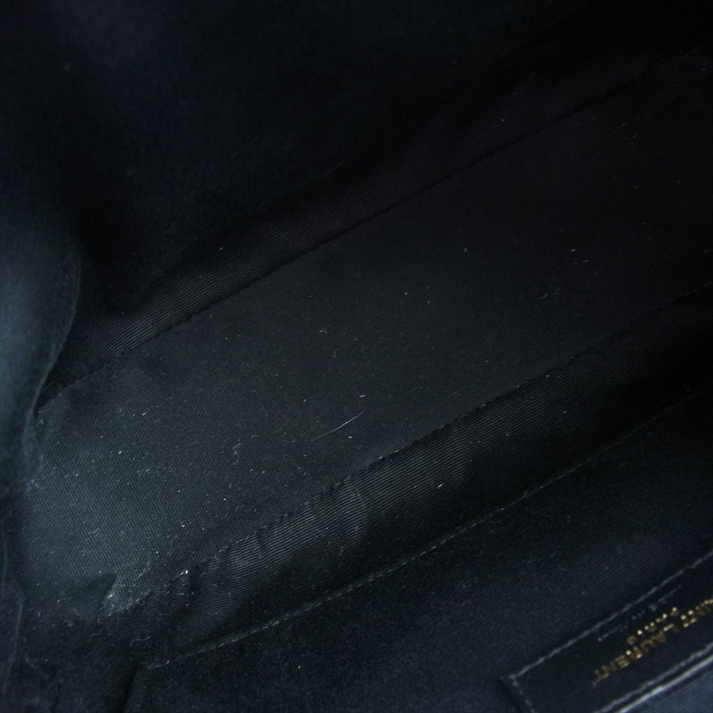 SAINT LAURENT サンローラン 574494 SAC MNG LOU M AVEC TASSELS ルー ミディアム Vステッチ レザー ショルダーバッグ ホワイト系【中古】