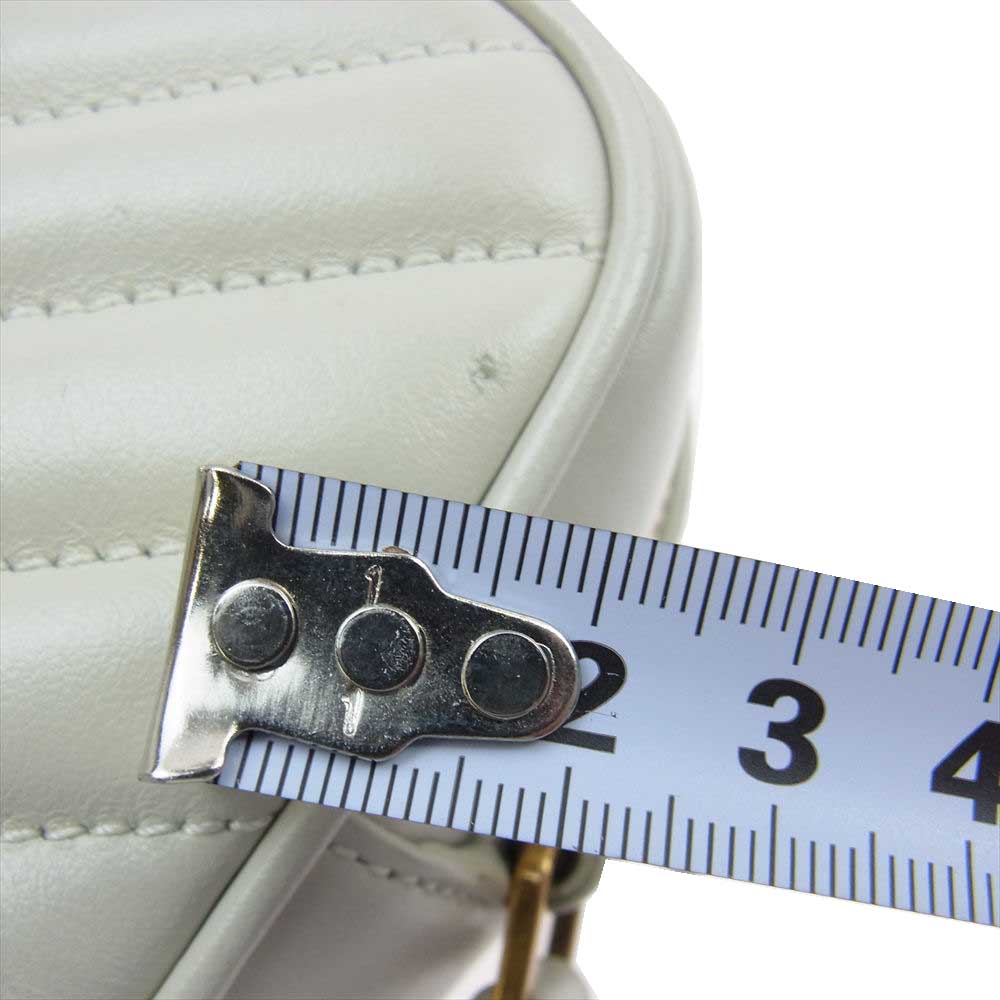 SAINT LAURENT サンローラン 574494 SAC MNG LOU M AVEC TASSELS ルー ミディアム Vステッチ レザー ショルダーバッグ ホワイト系【中古】