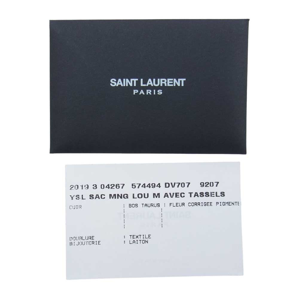 SAINT LAURENT サンローラン 574494 SAC MNG LOU M AVEC TASSELS ルー ミディアム Vステッチ レザー ショルダーバッグ ホワイト系【中古】