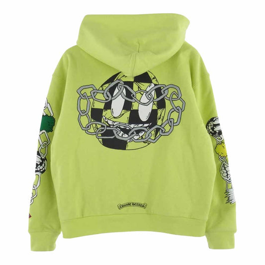 CHROME HEARTS クロムハーツ（原本無） MATTY BOY PPO LINK Zip Up Hoodie マッティボーイ リンク ジップアップ フーディー プリント 裏地サーマル ライムグリーン イエロー系 XS【中古】