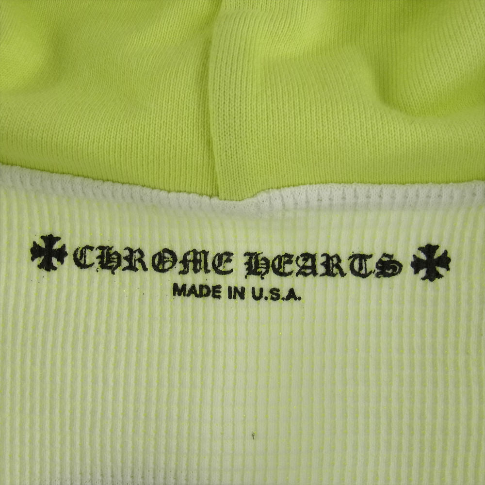 CHROME HEARTS クロムハーツ（原本無） MATTY BOY PPO LINK Zip Up Hoodie マッティボーイ リンク ジップアップ フーディー プリント 裏地サーマル ライムグリーン イエロー系 XS【中古】