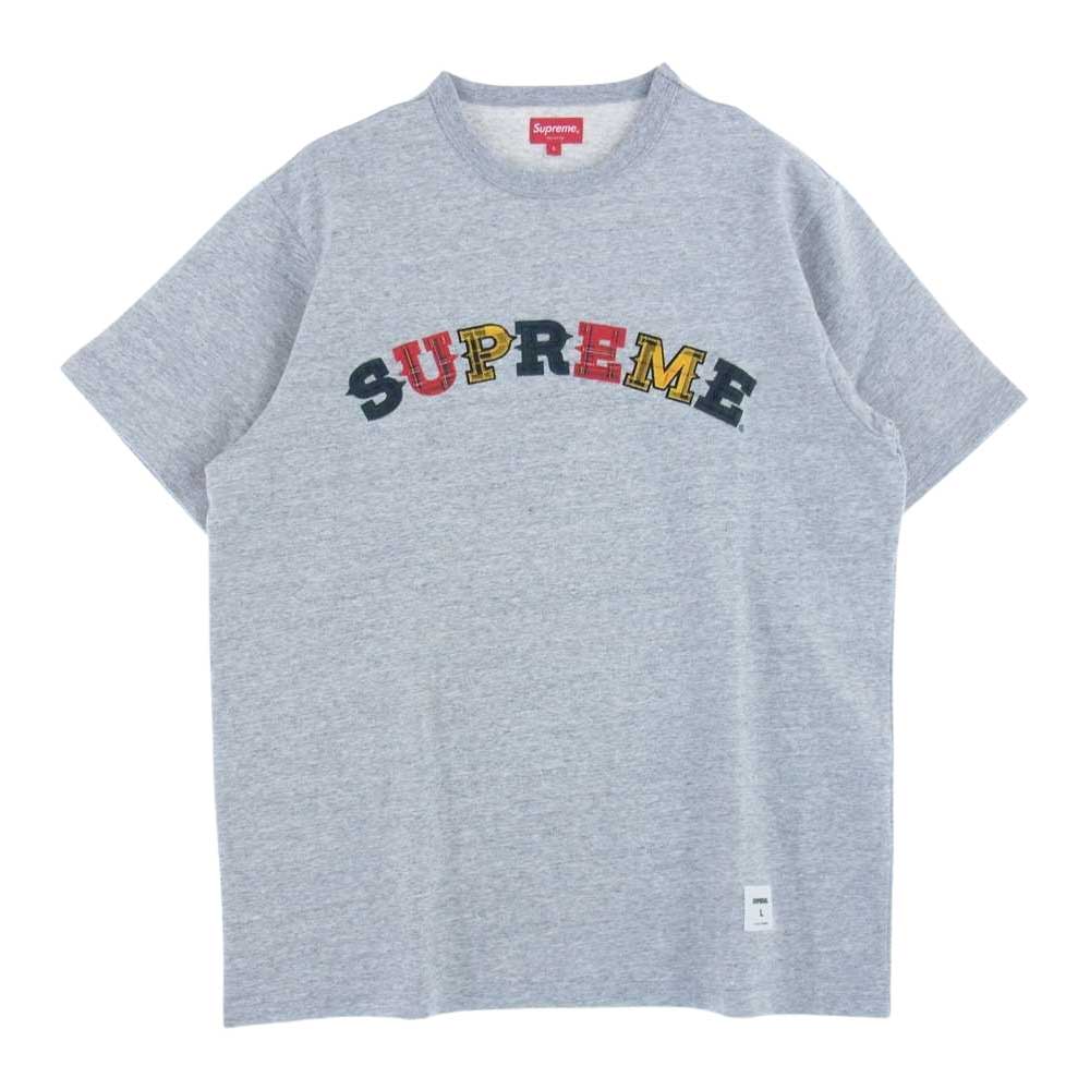 Supreme シュプリーム 20AW Plaid Applique S/S Top プレイドアップリケ 半袖 クルーネック Tシャツ グレー系 L【中古】