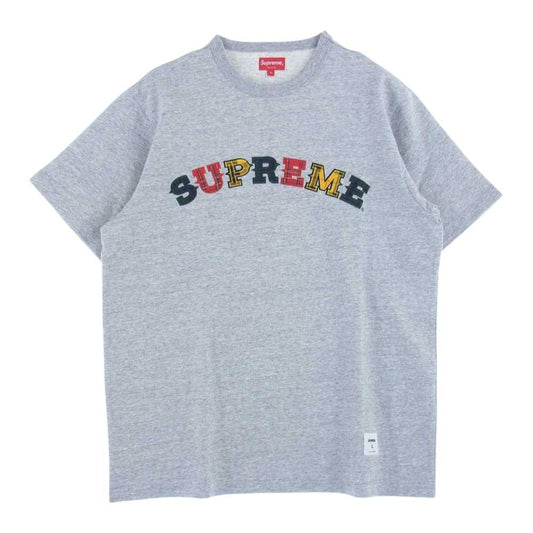 Supreme シュプリーム 20AW Plaid Applique S/S Top プレイドアップリケ 半袖 クルーネック Tシャツ グレー系 L【中古】