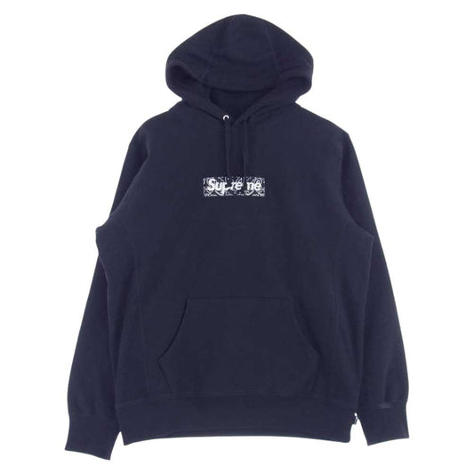 Supreme シュプリーム 19AW  Bandana Box Logo Hooded Sweatshirt バンダナ ボックスロゴフーディー プルオーバー パーカー ブラック系 M【中古】