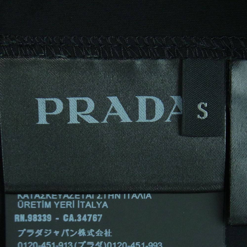 PRADA プラダ 22AW UJL188 S222 10Q0 トライアングル ロゴプレート ハイネック ジャージー カットソー 長袖 ブラック系 S【美品】【中古】