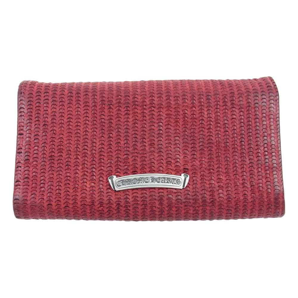 CHROME HEARTS クロムハーツ（原本有） JUDY WALLET ジュディ ノベルティ クロスボールボタン スクロールラベル ウォレット 長財布 レッド系【中古】