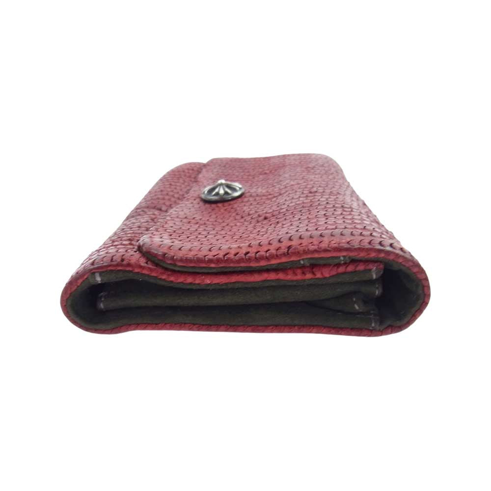 CHROME HEARTS クロムハーツ（原本有） JUDY WALLET ジュディ ノベルティ クロスボールボタン スクロールラベル ウォレット 長財布 レッド系【中古】