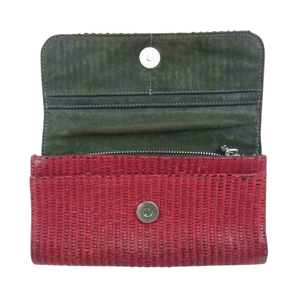 CHROME HEARTS クロムハーツ（原本有） JUDY WALLET ジュディ ノベルティ クロスボールボタン スクロールラベル ウォレット 長財布 レッド系【中古】
