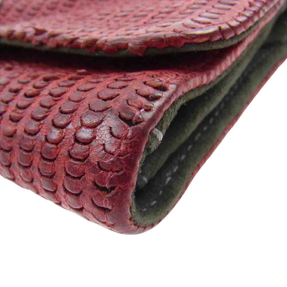 CHROME HEARTS クロムハーツ（原本有） JUDY WALLET ジュディ ノベルティ クロスボールボタン スクロールラベル ウォレット 長財布 レッド系【中古】