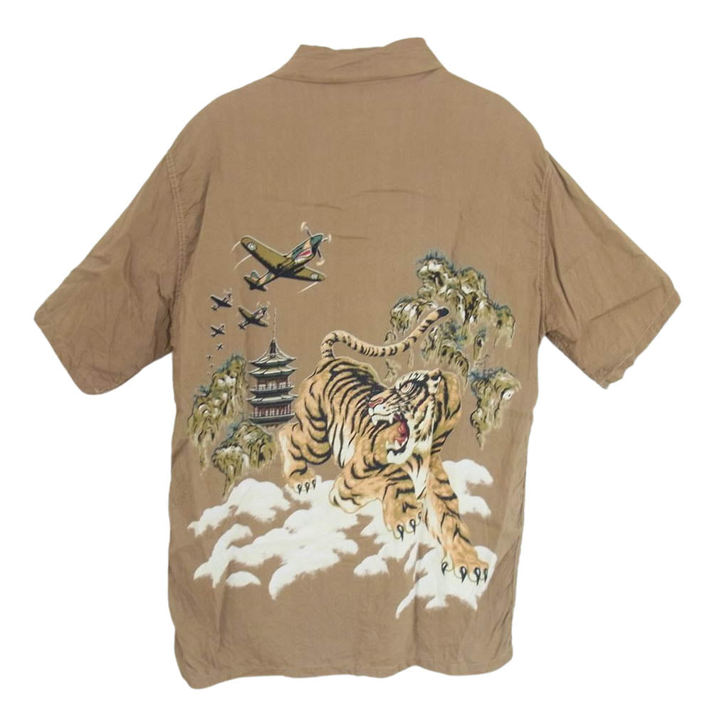 The REAL McCOY'S ザリアルマッコイズ 空襲逃虎 HAWAIIAN SHIRT タイガー 虎 アロハシャツ ハワイアン シャツ ブラウン系 M【中古】